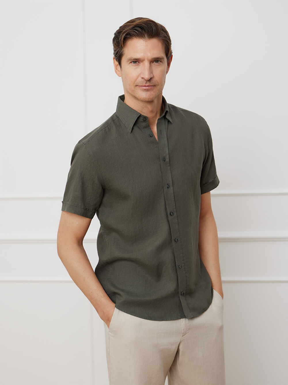 KOSZULA KHAKI CAPRI KRÓTKI RĘKAW