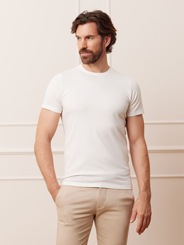 BIAŁY WYSZCZUPLONY T-SHIRT NEUK