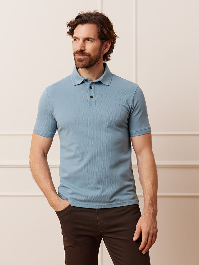NIEBIESKIE KLASYCZNE POLO GREENHAUGH